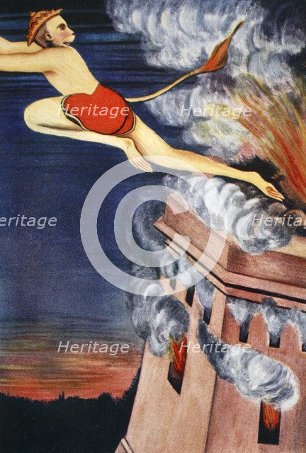 Burning of Lanka, 1913.  Artist: K Venkatappa