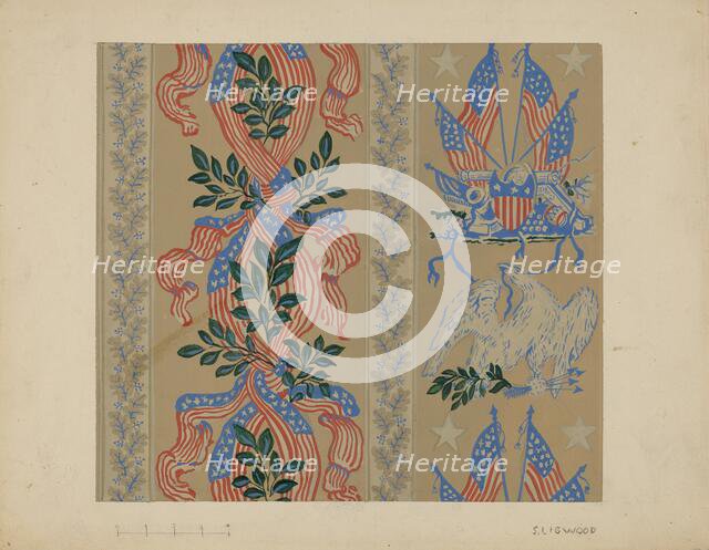 Wall Paper and Border, c. 1937. Creator: Sidney Liswood.