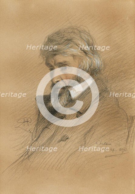 Portrait of Thomas Carlyle (1795-1881), 1875. Creator: Herdman, Robert (1829-1888).