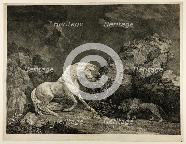 A Horse Affrighted by a Lion, September 25, 1777. Creator: George Stubbs.