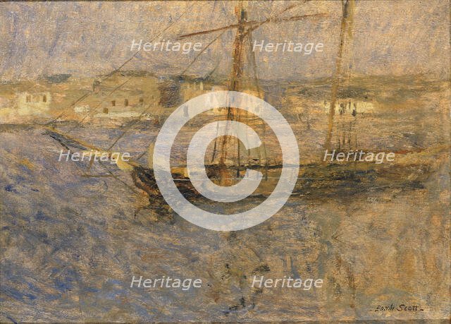Ships at Anchor, Cherbourg no. I, n.d. Creator: Frank Edwin Scott.
