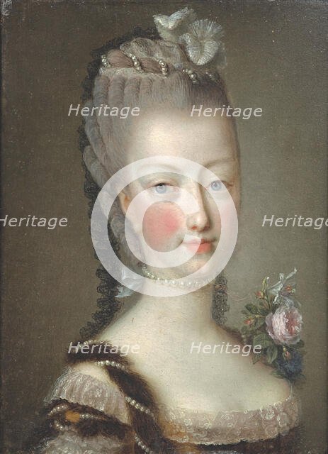 Portrait of Queen Marie Antoinette of France (1755-1793), 1774. Creator: Frédou de la Bretonniére, Jean-Martial (1710-1795).