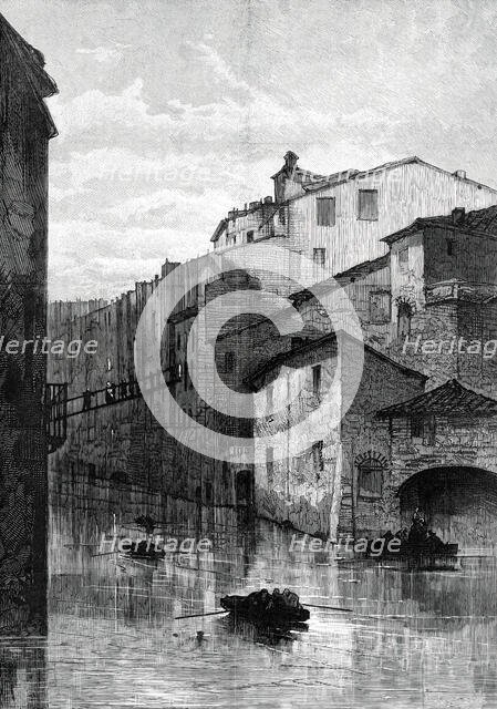 Inundations at Rome: the Ghetto submerged, from a sketch by our special artist, 1876. Creator: Unknown.