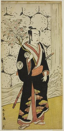 The Actor Sawamura Sojuro III as Sonobe Zaemon in the play "Shin Usuyuki Monogatari..., c. 1779. Creator: Shunsho.