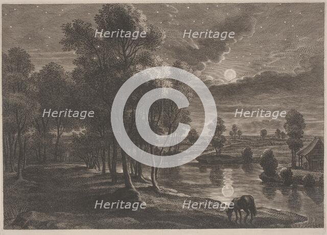 Moonlit River Landscape. Creator: Boetius Adams Bolswert.