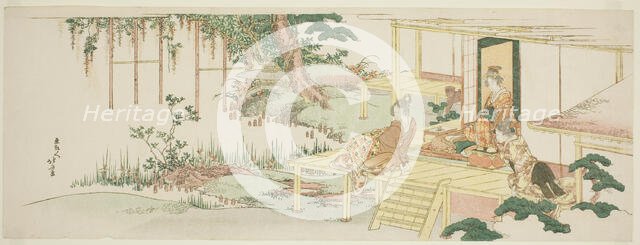 Admiring wisteria, Japan, c. 1801/07. Creator: Hokusai.
