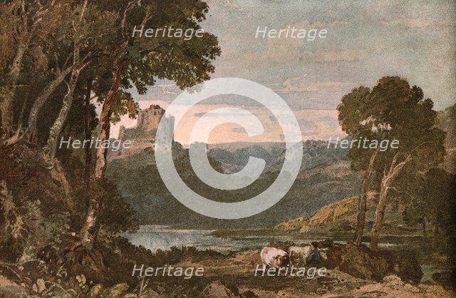 'A River Scene with Cows', (c1900).  Creator: Unknown.