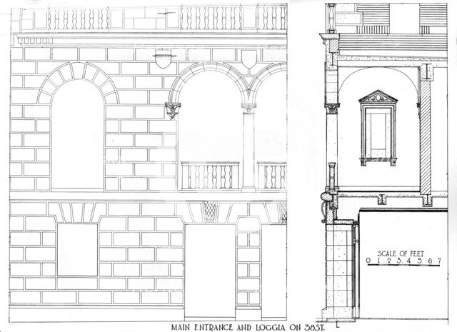 Main entrance and loggia on 38 Street, Fraternity Clubs Building, New York City, 1924. Artist: Unknown.
