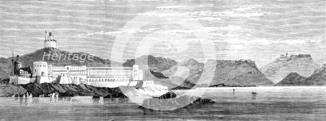 The Gold Coast and Ashantee War: Cape Coast Castle, from the anchorage, 1873. Creator: Unknown.