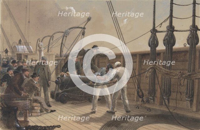 Splicing the Cable (after the First Accident) on Board the Great Eastern, July 25th, 1865, 1865-66. Creator: Robert Charles Dudley.