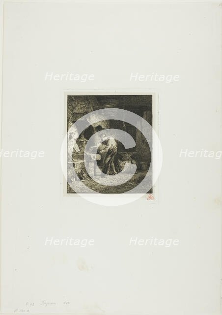 Blacksmith Facing Left, 1850. Creator: Charles Emile Jacque.