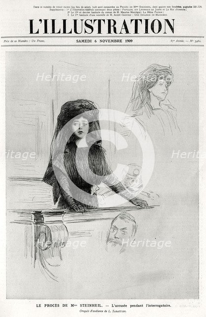 Marguerite Steinheil on trial, cover of L'Illustration', 6 November 1909. Artist: L Sabattier