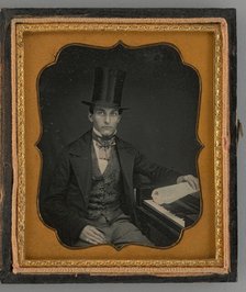 Untitled (Portrait of a Seated Man with a Top Hat), 1855. Creator: Unknown.