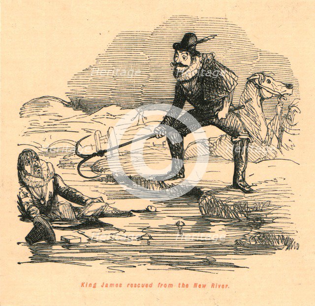 'King James rescued from the New River', 1897.  Creator: John Leech.