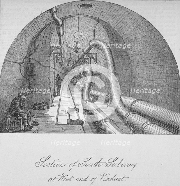 View of the south subway at the west end of Holborn Viaduct, City of London, 1871. Artist: Anon