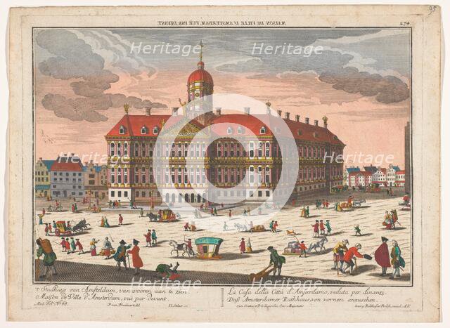 View of the Town Hall and the Dam in Amsterdam, 1742-1801. Creator: Georg Balthasar Probst.