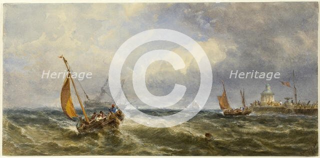 Coastal View with Shipping, 1864. Creator: Edwin Hayes.
