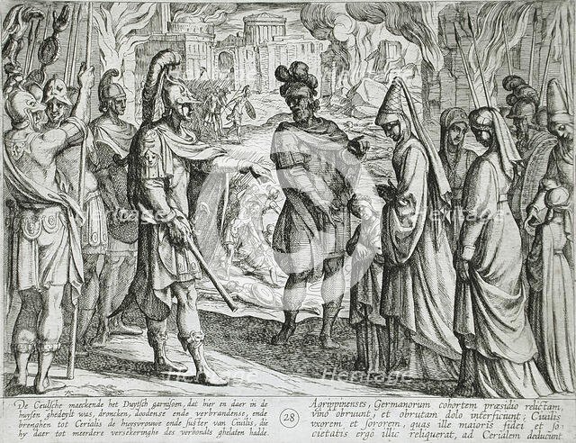 Cologne Troops Bring Civilis' Wife and Sister to Cerialis, Publshed 1612. Creator: Antonio Tempesta.