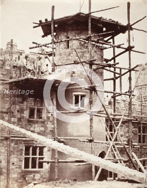 Scaffolding - Liviesmore Castle, Printed 1862 circa. Creator: F. C. Currey.