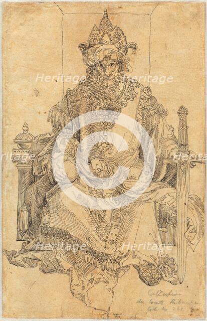 An Oriental Ruler Seated on His Throne, c. 1495. Creator: Albrecht Durer.