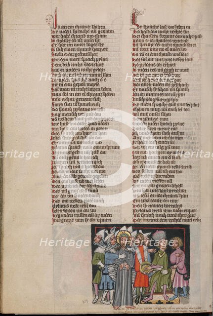 Christ before Pilate; Weltchronik, about 1400-1410. Creator: Unknown.