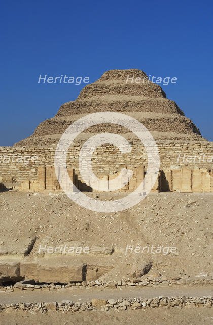 The Pyramid of Djoser (Zoser) or step pyramid, Saqqara necropolis, Egypt, Old Kingdom (2015). Creator: Unknown.