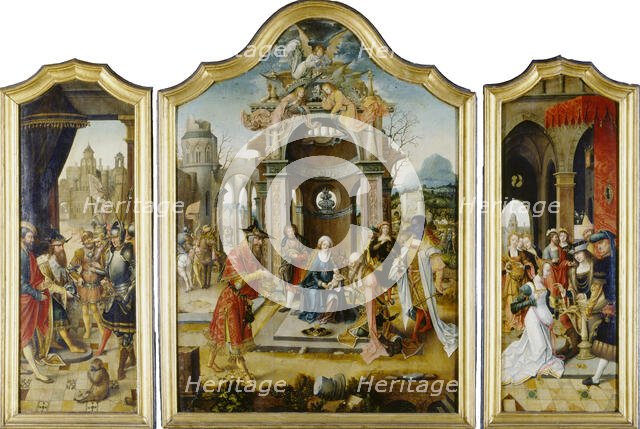 Triptych with the Adoration of the Magi and Old Testament Scenes, 1516-1519. Creator: Master of the Von Groote Adoration.