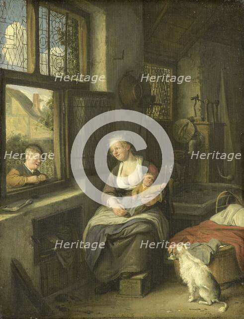 A Mother with her Children, 1690. Creator: Cornelis Dusart.