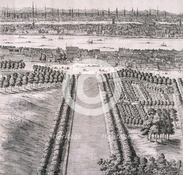 Panoramic view of London, 1720. Artist: Johannes Kip
