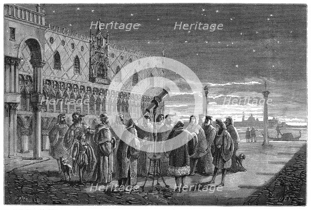 Galileo demonstrating his telescope, Venice, 1609 (1870). Artist: Unknown