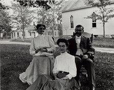 Untitled (Portrait, Two Women and Man), c1900, printed 1980. Creator: Unknown.