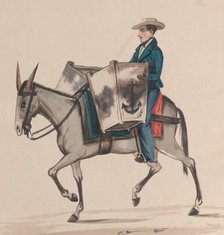 A baker on horseback, from a group of drawings depicting Peruvian costume, ca. 1848. Creator: Attributed to Francisco (Pancho) Fierro.