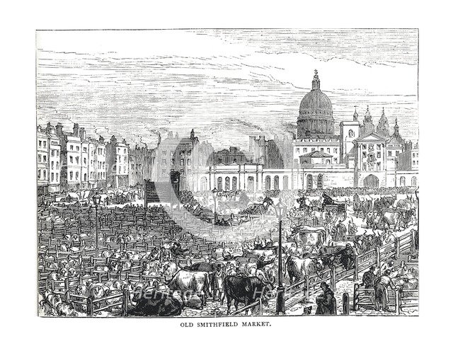 Old Smithfield Market, 1878. Artist: Unknown