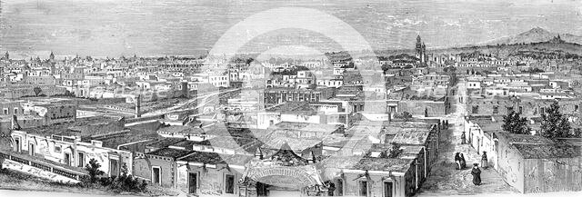 'Puebla de Los Angeles--From the East;  Across the Mexican Table-land. From Perote to Puebla', 1875. Creator: Unknown.