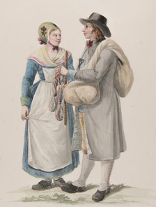 Apparel - "Habitants de la Westergothie" A knave and a woman, 1780-1840.  Creator: Carl Wilhelm Swedman.