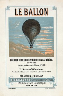 Advertisement for Le Ballon, Janvier, Février, Mars, 1883, pub. 1883 (colour lithograph)