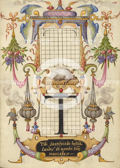 Guide for Constructing the Letter T; Mira calligraphiae monumenta, about 1591-1596. Creator: Joris Hoefnagel.