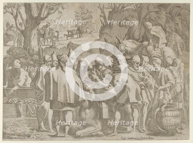 Search through the baggage of Joseph's brothers, ca. 1540-56. Creator: Leon Davent.