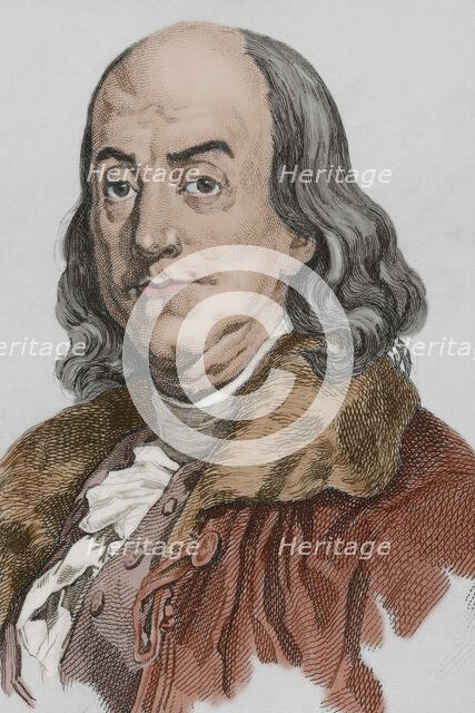 Benjamin Franklin, (1706-1790), American scientist, inventor and politician, 1837, (1850).  Creator: Augustin François Lemaitre.