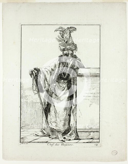 Chef des Huissiers, plate fourteen from Caravanne du Sultan à la Mecque, 1748. Creator: Joseph-Marie Vien the Elder.