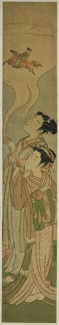 Couple Conjuring Up a Horse and Rider (parody of Tekkai [Chinese: Li Tieguai] and..., c. 1772/81. Creator: Isoda Koryusai.