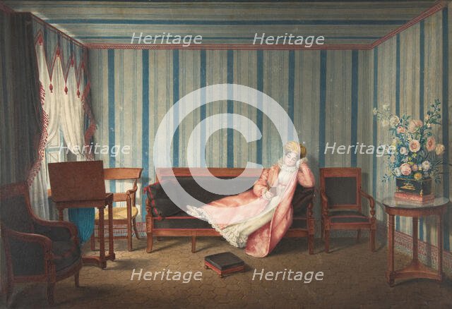 Woman in Pink Reclining on a Canape, 1819. Creator: Theodore Lebrun.
