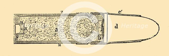 'Chassepot Breech-Loader - Longitudinal Section of Cartridge', c1872. Creator: Unknown.
