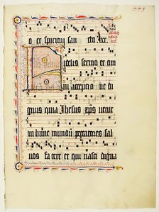 Manuscript Leaf with Initial F, from an Antiphonary, German, second quarter 15th century. Creator: Unknown.