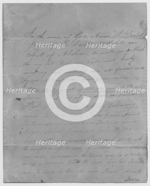 Will and testament of Daniel Juzan, 1825. Creator: Unknown.