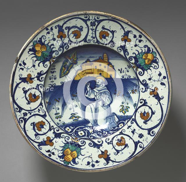 Bowl Depicting Saint Francis Receiving Stigmata, 1531. Creator: Unknown.
