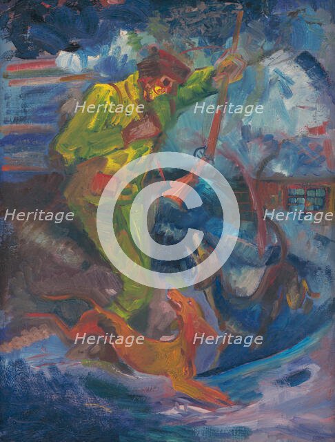 Hunter with Dogs, 1940-1944. Creator: Arnold Peter Weisz-Kubincan.