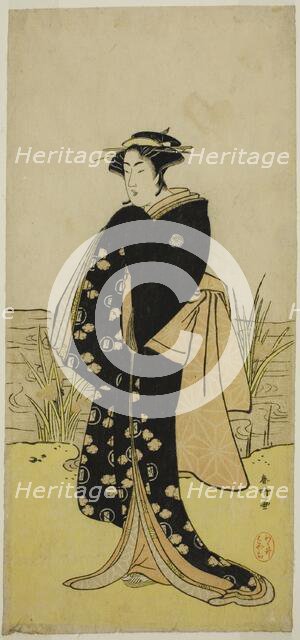 The Actor Segawa Kikunojo III as Oshichi in the Play Junshoku Edo Murasaki, Performed..., c 1779. Creator: Katsukawa Shunko.