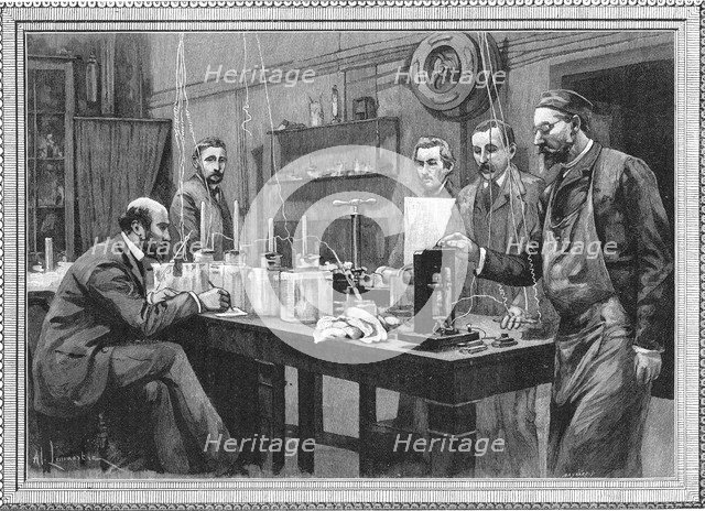 Physics research laboratory at the Sorbonne, Paris 1895. Artist: Unknown
