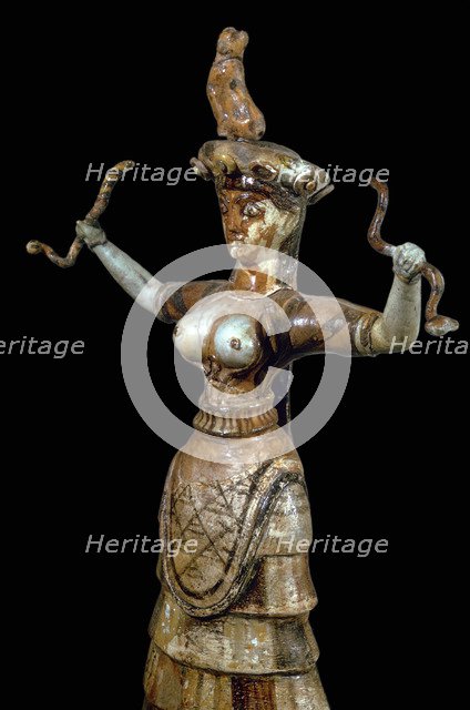 Minoan faience figure of a Snake Goddess, 17th century BC. Artist: Unknown